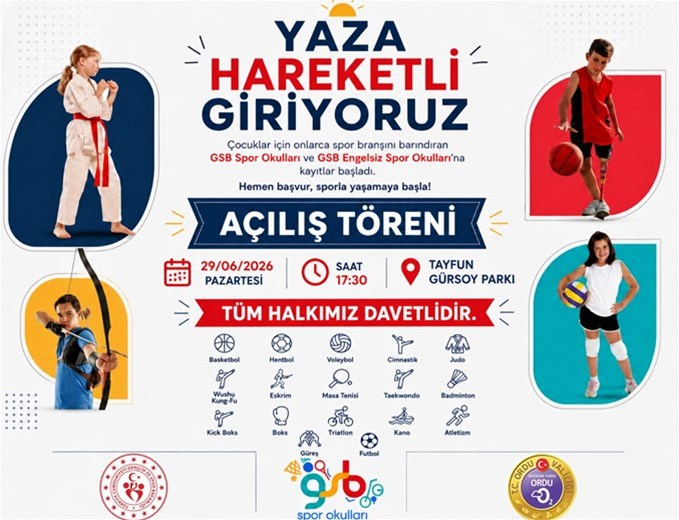 GSB SPOR OKULLARI VE GSB ENGELSİZ SPOR OKULLARI AÇILIŞ TÖRENİ 29 HAZİRAN’DA GERÇEKLEŞTİRİLECEK