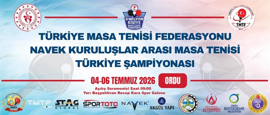 Kurum ve Kuruluşlararası Masa Tenisi Türkiye Şampiyonası Ordu’da Başlıyor