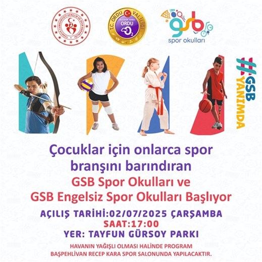 GSB Spor Okulları ve GSB Engelsiz Spor Okulları Kapılarını Açıyor